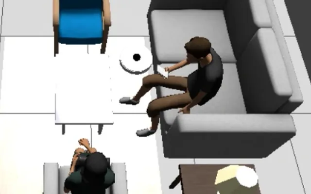 OOMWOO robot vacuum in a simulated living room