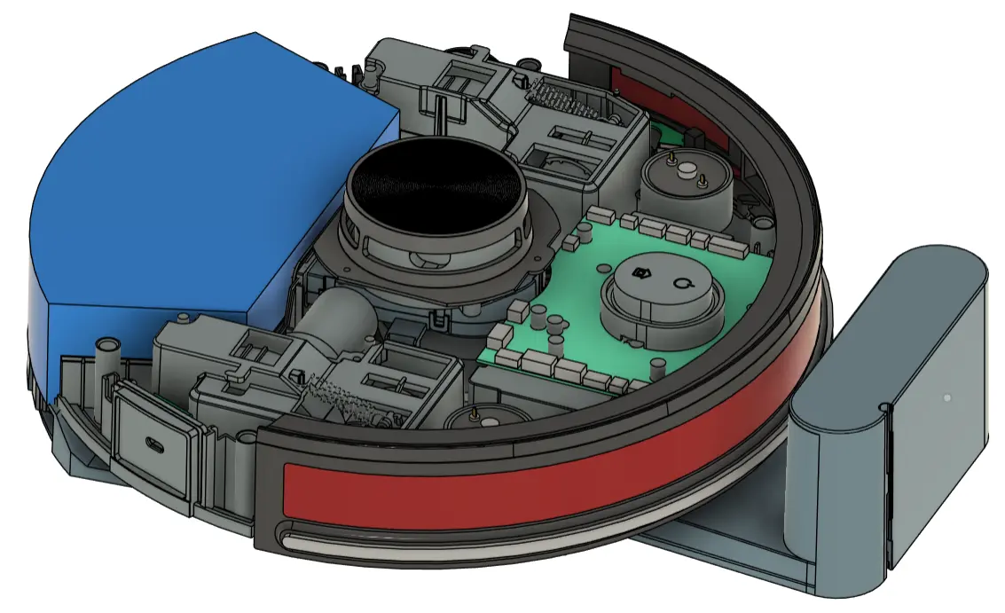 OOMWOO with the top cover removed, showing the internal layout